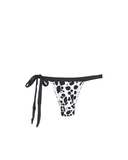 Frankie's Bikinis Black Coco Tie-Detail Pattern Bikini Bottom