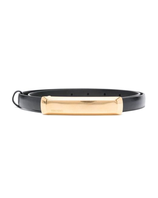 Tom Ford Logo-Engraved Leather Belt in White | Lyst