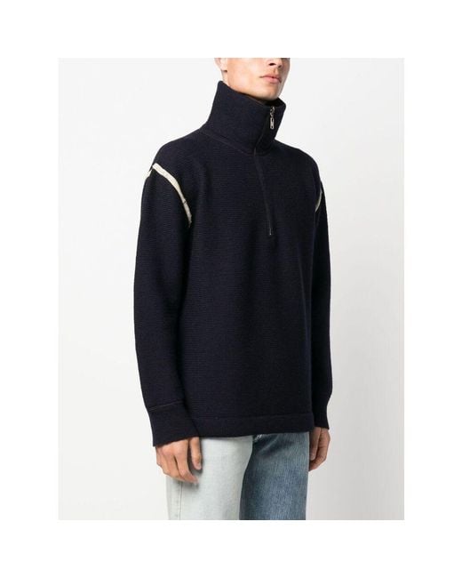 Maison Margiela Blue Elbow-Patch Sweater for men