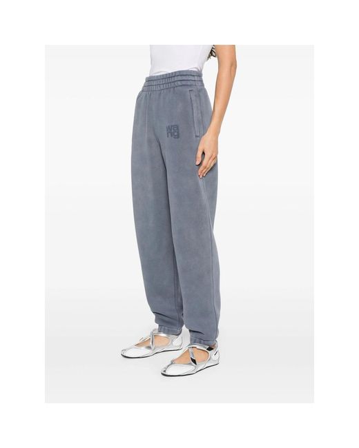 Alexander Wang Blue Logo-Embroidered Sweatpants