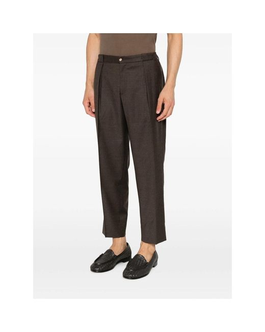 BRIGLIA Gray Portobellos Pleated Pressed-Crease Trousers for men