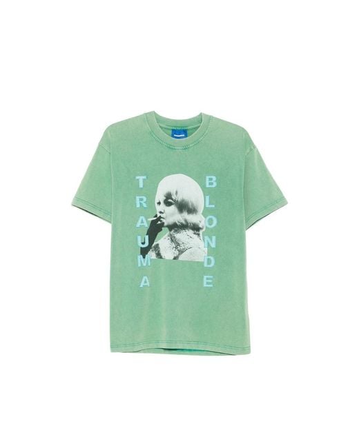 DAGGER Green Trauma Blonde Print-Detail T-Shirt for men