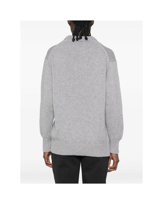 Malo Gray Ribbed-Knit Crew-Neck Sweater
