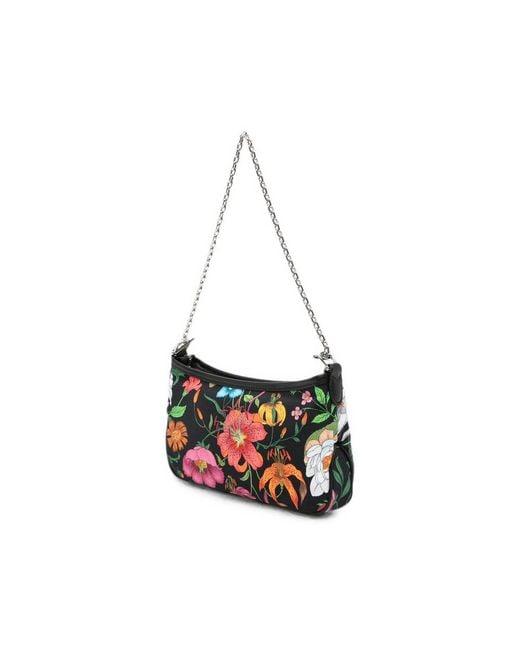 Gucci Red Small Gossip Floral-Print Chain-Link Shoulder Bag
