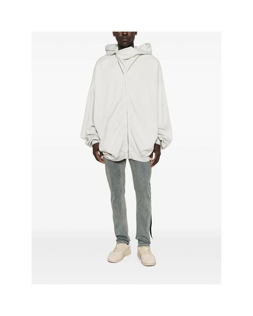 Rick Owens White Mountain Hun Asymmetric-Zip Hoodie for men
