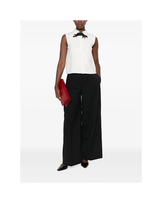Giorgio Armani White Bow-Detail Sleeveless Shirt
