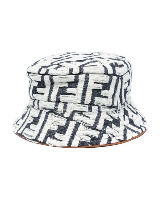 Fendi White Zucca-Jacquard Cotton Bucket Hat for men