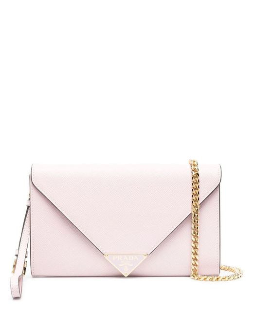 Prada Pink Leather Envelope Clutch Bag