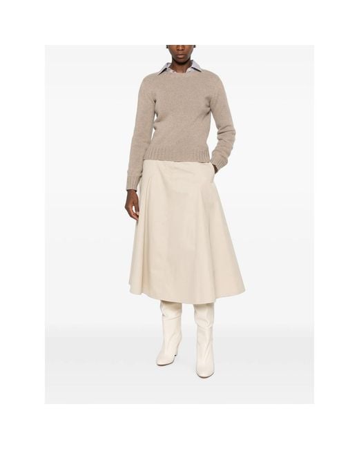 Aragona Natural Long-Sleeve Ribbed-Knit Sweater
