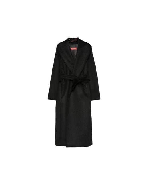 Max Mara Black Loriana Long-Sleeve Belted Coat