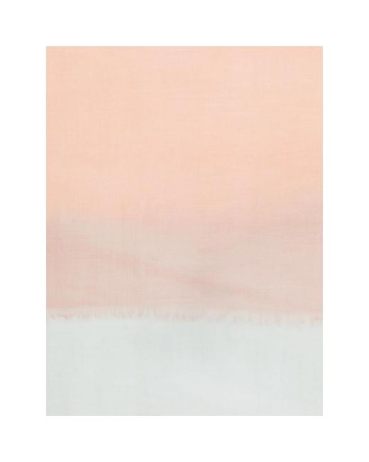 D'Aniello White Fringed Ombré-Effect Scarf