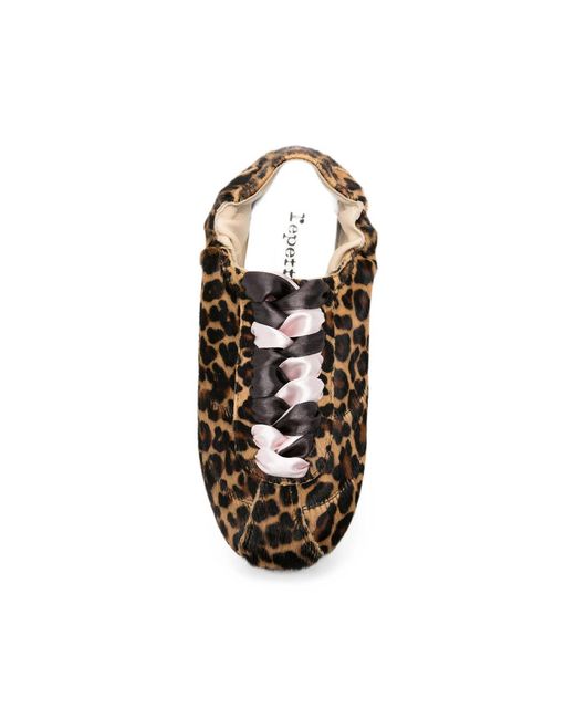 Repetto Brown Leopard-Print Lace-Up Ballet Flats