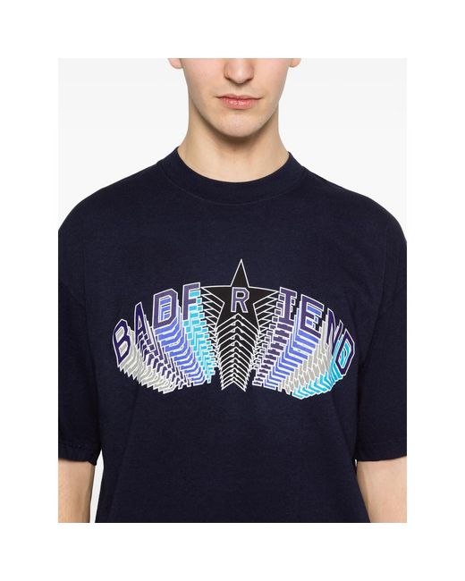 Badfriend Blue Graphic-Print T-Shirt for men