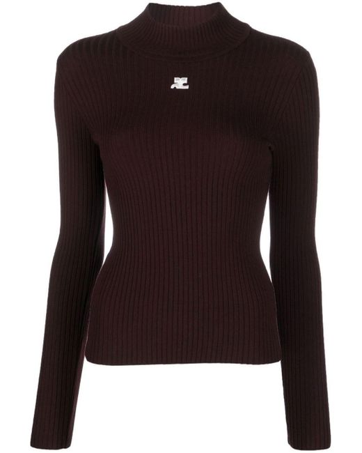 Courreges Black Roll-neck Knitted Top