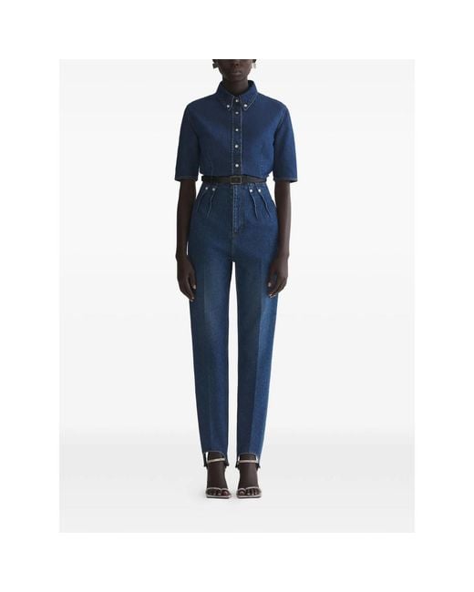 Mugler Blue Pleated Cigarette Trousers