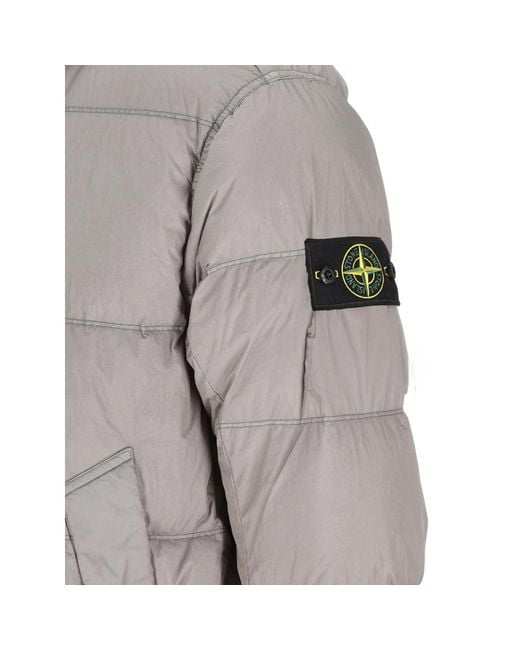 Stone Island Gray Crinkle Reps Ny Padded Jacket for men