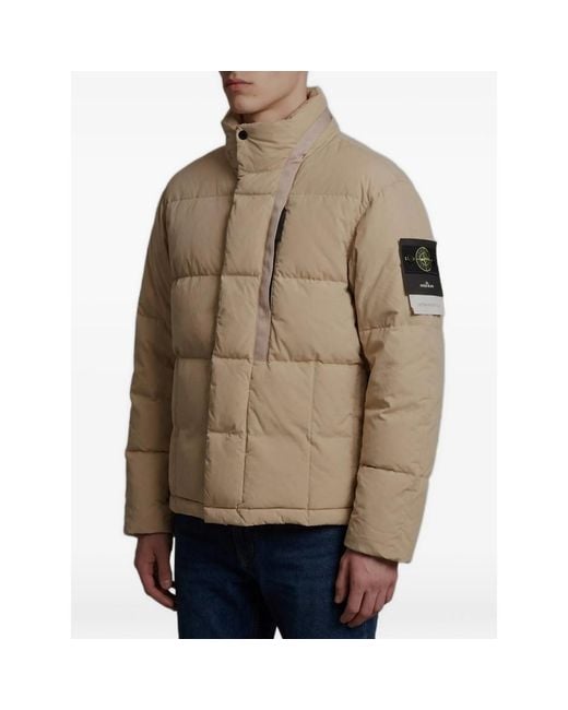 Stone Island Natural Quilted Hooded Jacket for men