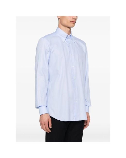 Mazzarelli Blue Button-Fastening Shirt for men