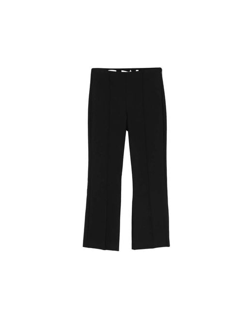 Vince Black Cropped Trousers With Elasticated Waistband