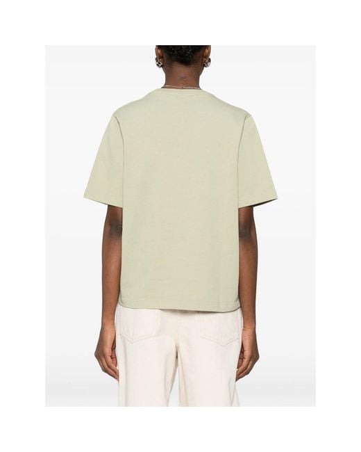 Maison Kitsuné Natural T-Shirt With Embroidered Detail