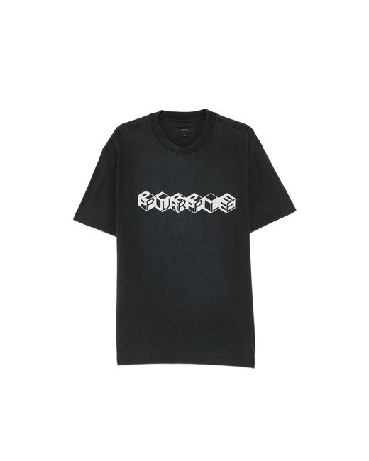 Purple Brand Black Cube Textured T-Shirt for men