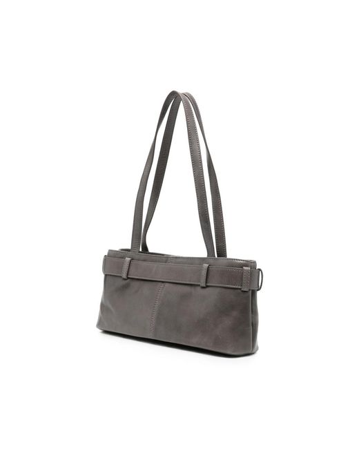 OSOI Gray Buckle-Detail Leather Tote Bag