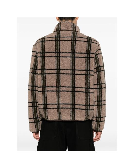 RANRA Brown Check-Pattern Fleece Jacket for men