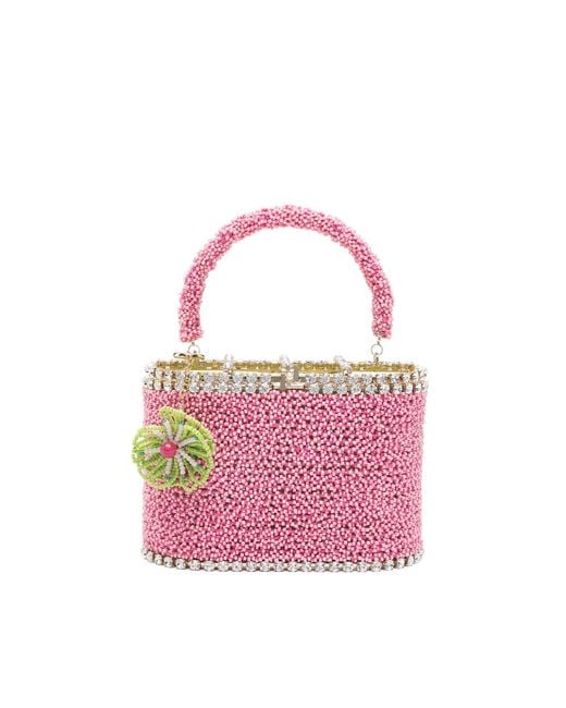 Rosantica Pink Mini Beaded Flower Tote Bag