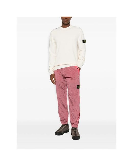 Stone Island Red Logo-Patch Track Pants for men