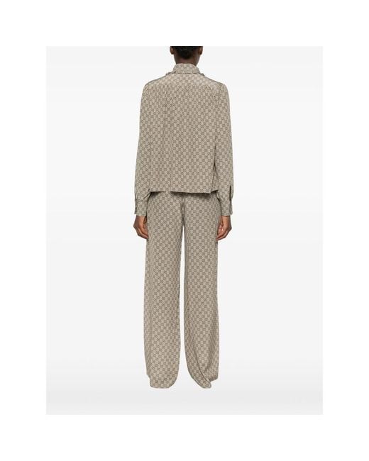 Gucci Natural Gg Supreme Ruffled Shirt