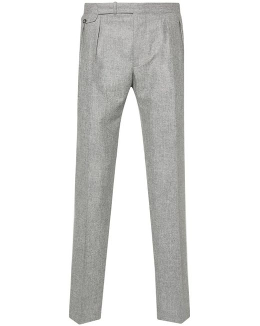 Tagliatore Gray Felted Wool Straight Trousers for men