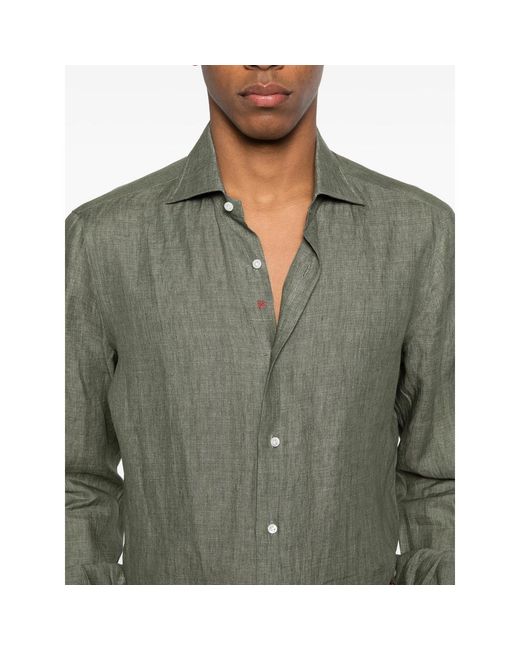 Isaia Green Button-Fastening Shirt for men