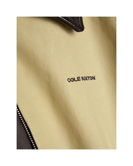 Cole Buxton Natural Leather-Collar Logo-Print Jacket for men
