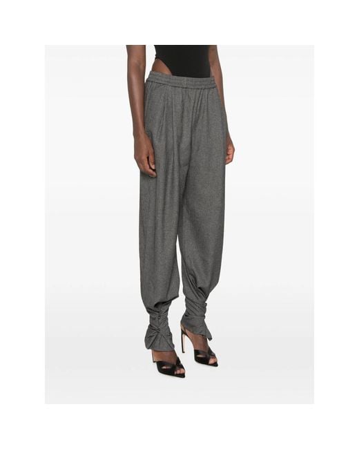 ANDAMANE Gray Buttoned-Cuff Elasticated-Waist Trousers