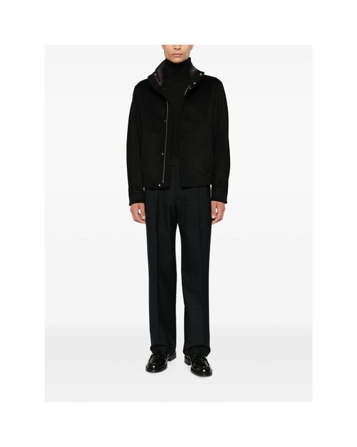 Lardini Black High-Neck Zip-Up Jacket for men