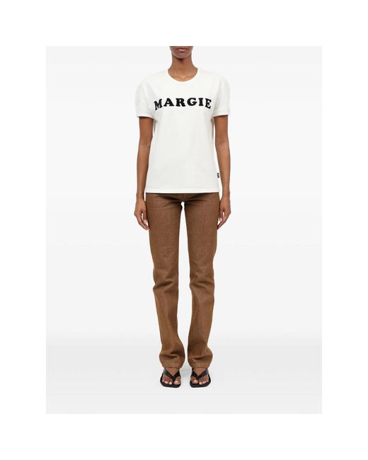 MM6 by Maison Margiela White Margie Printed Short-Sleeved T-Shirt