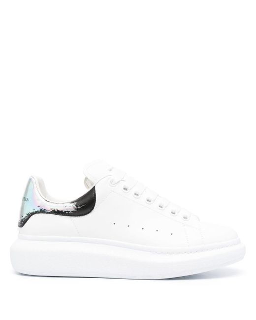 Alexander McQueen Leather Oversized Logo-print Sneakers in White for ...