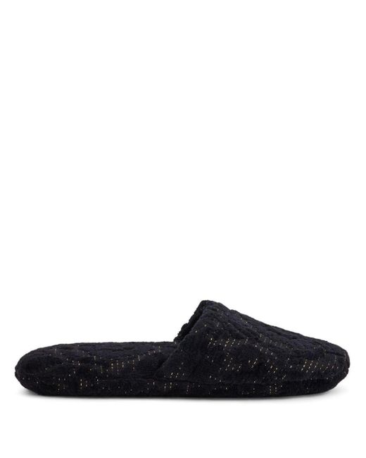 Versace Black Barocco Cotton Blend Slippers