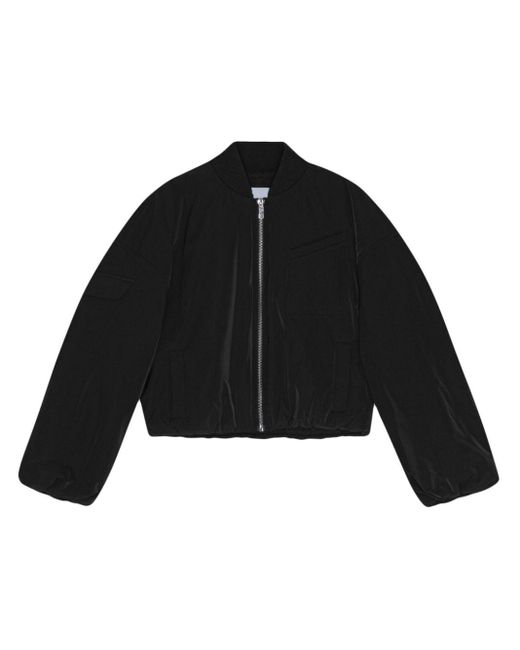 Ganni Black Drop-Shoulder Bomber Jacket