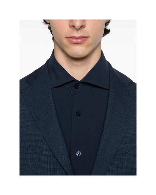 Barba Napoli Blue Long-Sleeve Button-Up Shirt for men
