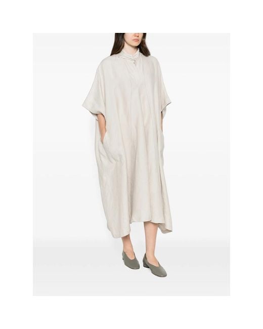 Ziggy Chen White Panelled Short-Sleeve Midi Dress