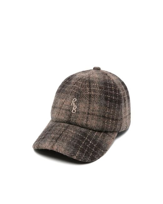 Ruslan Baginskiy Brown Check-Pattern Monogram-Embroidered Baseball Cap