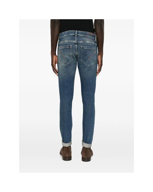 Dondup Blue Faded-Effect Slim-Fit Jeans for men