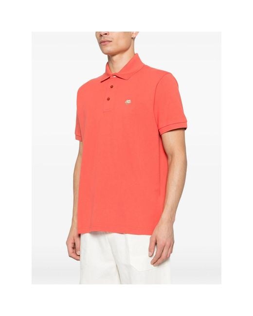 Etro Red Button Logo-Detail Polo Shirt for men