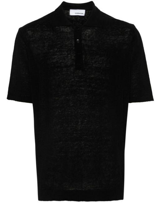 Costumein Black Knitted Polo Shirt for men