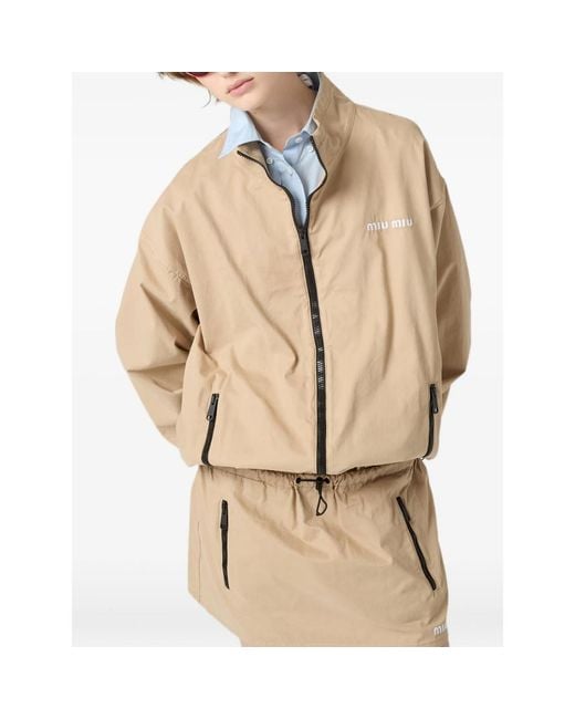 Miu Miu Natural Washed Gabardine Blouson Jacket