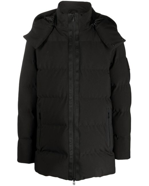 Belstaff Black Hooded Zip-up Padded Coat for men