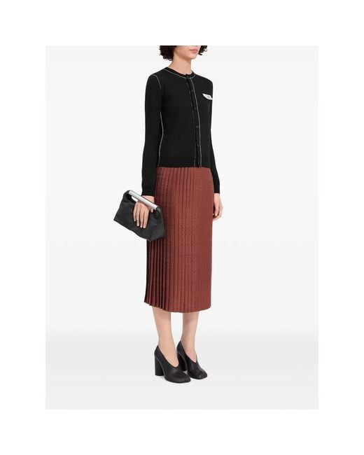 MM6 by Maison Margiela Black Button-Front Wool Blend Knit Cardigan