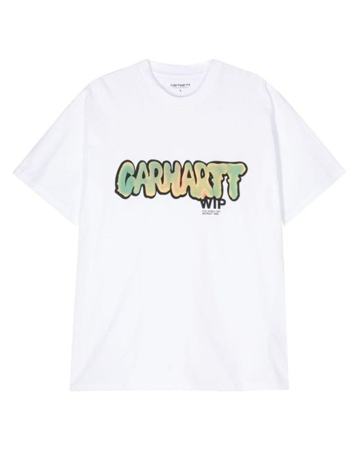 Carhartt White Drip Logo-Print T-Shirt for men