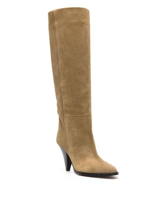 Isabel Marant Natural 90Mm Suede Cone-Heel Boots